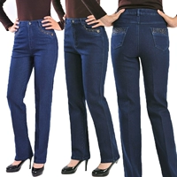 Trung niên và bà mẹ già quần jean eo cao mùa thu và mùa đông mới quần jean cỡ lớn cho nữ quần jeans ống rộng quần baggy jean nữ