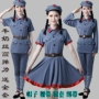 Xiaohongjun quần áo biểu diễn cho trẻ em tám đường học sinh tiểu học mới bốn ngôi sao quân đội màu đỏ lấp lánh đồng phục nam nữ - Trang phục đồ cho bé trai