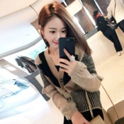 Cà chua nhỏ tùy chỉnh 2018 mùa thu cardigan áo len nữ Hàn Quốc phiên bản khảm đèn lồng tay áo chic là mỏng đan áo khoác