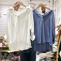 Trùm đầu áo sơ mi nữ mùa thu 2018 mới của Hàn Quốc phiên bản của màu rắn dài tay áo thun áo sơ mi nhỏ lỏng mỏng kem chống nắng quần áo áo sơ mi nữ áo sơ mi trắng nữ công sở