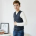 Áo vest nam cotton ngắn ấm áp vest vest vai trung niên cổ chữ V bó sát vest mùa thu và mùa đông hoang dã lót Áo vest cotton