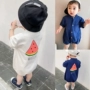 Quần jumpsuit tay ngắn mùa hè Quần áo hoạt hình 0-3 tháng 6 Quần áo tam giác bé sơ sinh cotton mỏng - Áo liền quần bodysuit bé trai 0-24 tháng