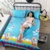 Khăn trải giường bằng pha lê nhung với một mặt bằng cotton một miếng bông được trải chăn bông AB bề mặt Tatami ba mảnh drap trải giường Trải giường