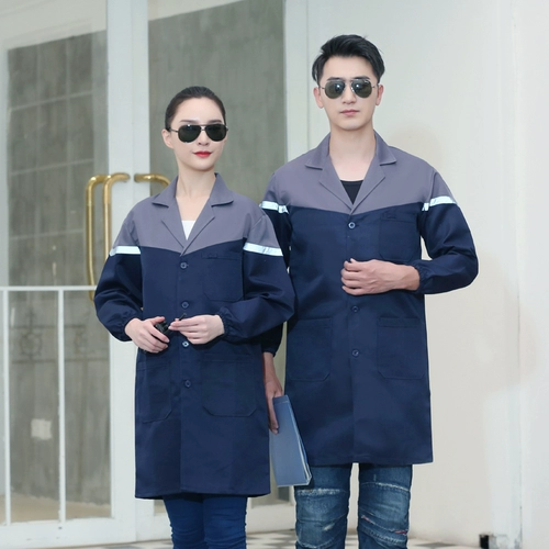 Мужская синяя длинная износостойкая униформа медсестры для работы, нагрудник, длина макси, рабочая одежда, анти-грязь