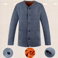 Áo len nam trung niên và áo len ấm áp nút đơn mảnh cộng với nhung dày cộng với phân bón XL mùa đông mặc quần áo mùa thu shop đồ lót 