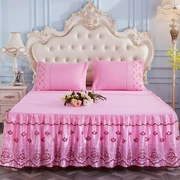 Bông cotton chà nhám giường bao gồm đơn mảnh giường ren váy đôi 1,8 m 1,5 giường bìa bảo vệ tay áo vành đai đàn hồi giường 笠