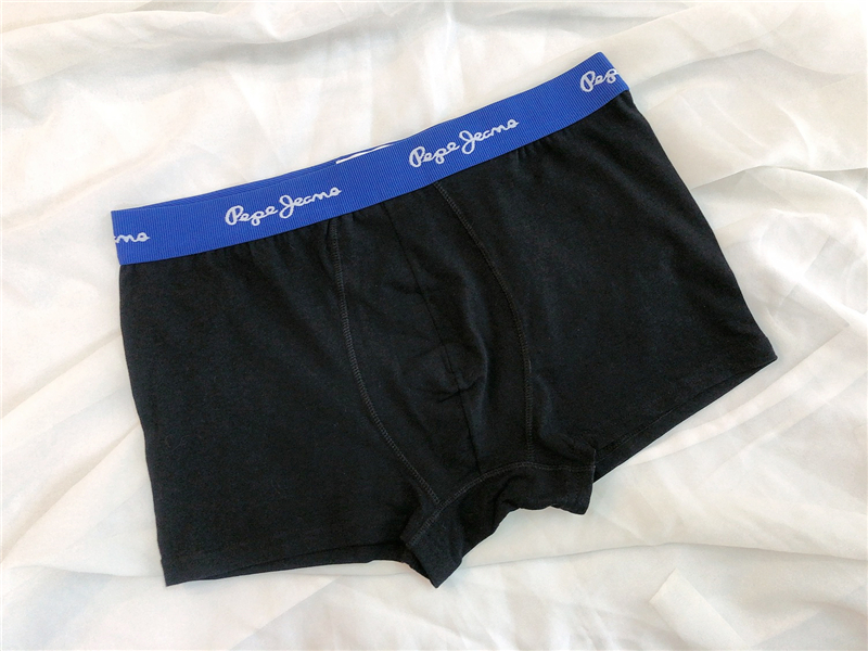 Black Dark Blue Edge5 piece free shipping ● Europe and America original single foreign trade high quality pure cotton Solid color middle-waisted Flat angle Boxer underwear man