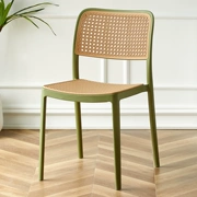 bàn ăn xếp gọn Bàn ghế ăn mây dùng tại nhà dày đơn giản hiện đại 2022 mới thông thường trên Internet nổi tiếng Bắc Âu có thể xếp chồng lên nhau Ghế tựa lưng bàn ăn tròn nguyên khối bộ bàn ăn 6 ghế