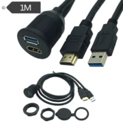 Cáp HD HDMI USB3.0 bảng điều khiển xe hơi Cáp USB chống nước cho xe hơi Cáp nối dài HDMI USB cáp dữ liệu