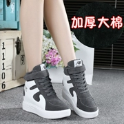 Giày cao gót nữ Giày thông thường tăng đế dày mùa thu và mùa đông cộng với giày thể thao nhung cho sinh viên Giày đế bằng cotton đế mềm Hàn Quốc