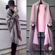 Mùa xuân và mùa thu 2019 phiên bản Hàn Quốc của áo len rộng kích thước dài áo len cardigan tua rua áo choàng len áo choàng nữ - Đan Cardigan