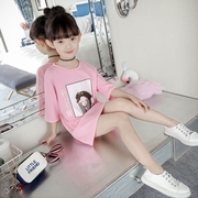 Cô gái mùa hè váy 2018 mới của Hàn Quốc trẻ em mùa hè thường T-Shirt váy cotton ngắn tay đầm