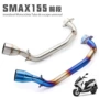 Xe máy sửa đổi xe tay ga Yamaha SMAX155 phần trước màu xanh nướng FORCE155 phần đầy đủ ống xả hình lục giác lớn - Ống xả xe máy pô xe cub