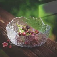 [Mengtian Liangpin] Японская стиль молотка с рисунком прозрачной стеклянной чаши/десертная миска/миска фруктов/большие фрукты и овощные миски
