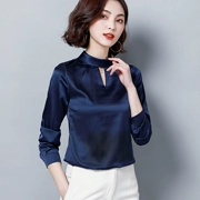 Áo sơ mi lụa nữ tay dài mùa thu 2019 mới của phụ nữ Hàn Quốc thời trang chuyên nghiệp áo sơ mi satin - Áo sơ mi