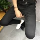 [K2805纯黑铁环长裤]