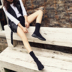 Booties khởi động của phụ nữ 2018 mùa xuân Hàn Quốc phiên bản của đàn hồi len đan vớ giày trong ống đen hoang dã giày phẳng Giày ống
