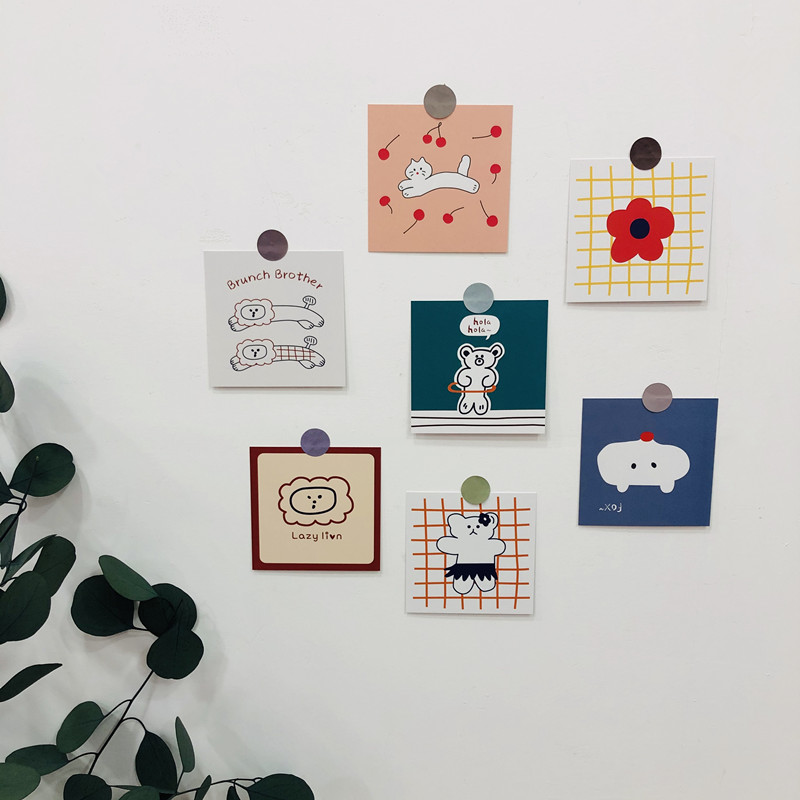 MyJ Bear Set Of 7ins Han Feng lovely Bear card room dormitory Wall decoration Stickers Cartoon Simplicity cure Wall stickers card