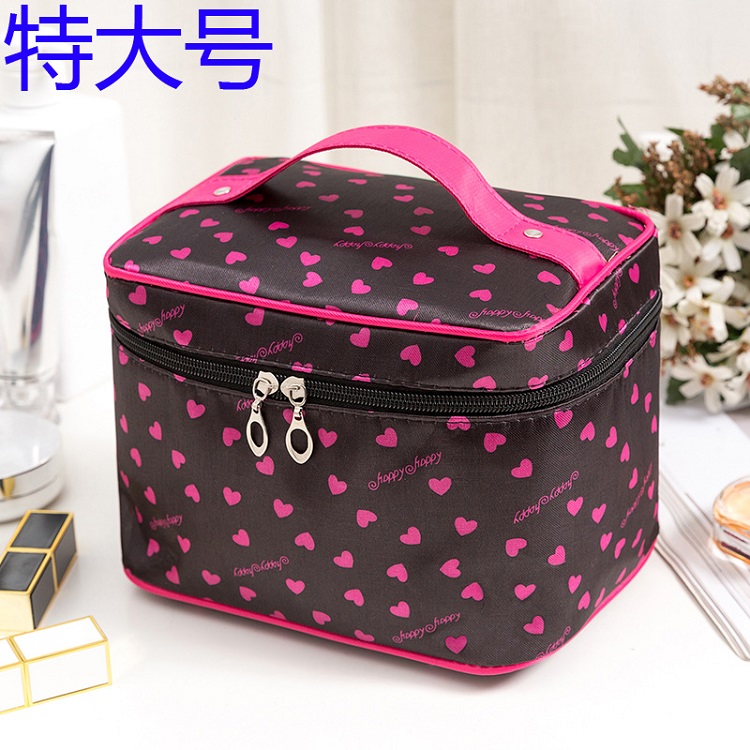 Extra Large Black LoveVertical section high-capacity portable letter Cosmetic Bag turn box Foldable Cosmetic Bag Cosmetics Storage bag