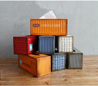 Sáng tạo gió công nghiệp lớn rèn sắt container mô hộp trang trí phòng khách bàn cà phê máy tính để bàn trang trí khay container - Trang trí nội thất trang trí nhà cửa