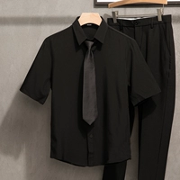 Черная короткая рубашка D6+черные укороченные брюки