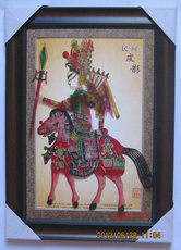 Театр теней 骑马赵子龙 带镜框皮影 陕西民间工艺品 旅游纪念品