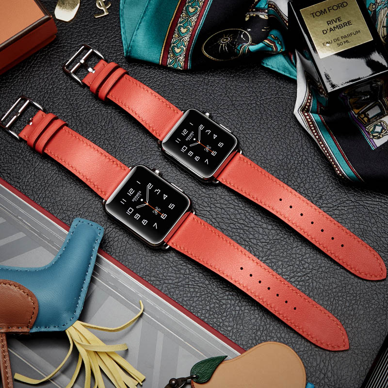 Orange Rediwatch Watch strap manual genuine leather apple watch Wrist watch Watch strap apply Apple Series 6 / 54 / 321