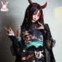 Tại chỗ tim cosplay yin và yang COS quần áo đẫm máu COS COS quần áo màu tím men tóc giả sừng bông tai cosplay mitsuri