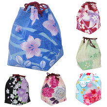 日式抽绳手提包 日本和服手袋 和风小号樱花零钱钥匙包 [樱之庭]