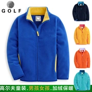 Junior Golf Quần áo dài tay cộng với nhung đứng cổ áo dây kéo áo khoác lông cừu ấm áp trẻ em Jersey Jersey mặc - Thể thao sau