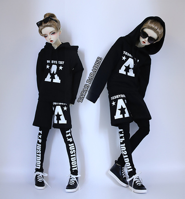 taobao agent 4 minutes, 3 minutes, 17 male uncle BJD baby clothes fake two -piece printed hoodie+casual printed pants