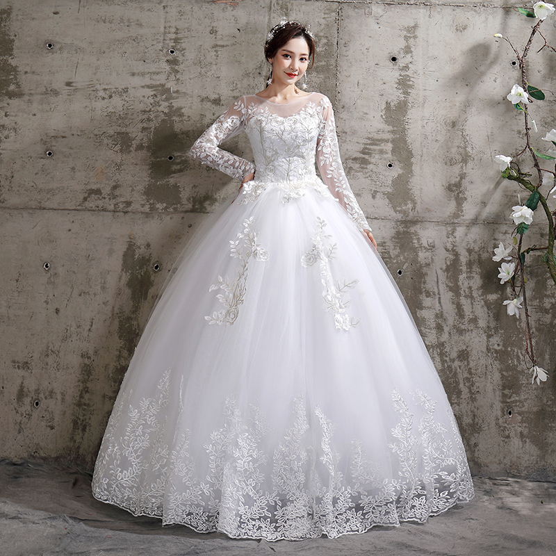 Wedding 2024 new temperament bride wedding dress Mori super immortal dream wedding dress simple long sleeve lace retro