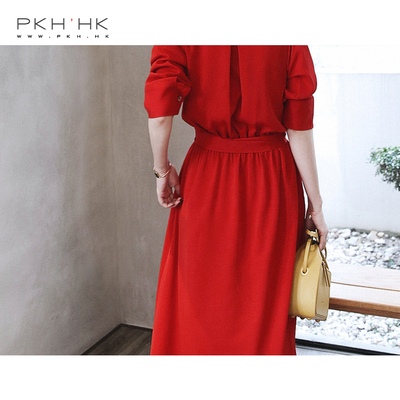 PKH.HK mùa hè đặc biệt sản phẩm mới được thu hút để thiết kế khí Chao Chao V cổ thắt lưng đầm Sản phẩm HOT
