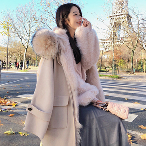 Shanshan năm mới của jersey ánh sáng sang trọng tính khí có thể tháo rời bện tóc cổ áo hai mặt áo len lông áo khoác nữ