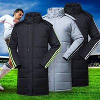 Áo khoác thể thao ấm bóng đá bóng rổ coat đào tạo toàn diện phù hợp với ngoài trời windproof trùm đầu đầu gối trẻ em áo áo phao nam cổ lông