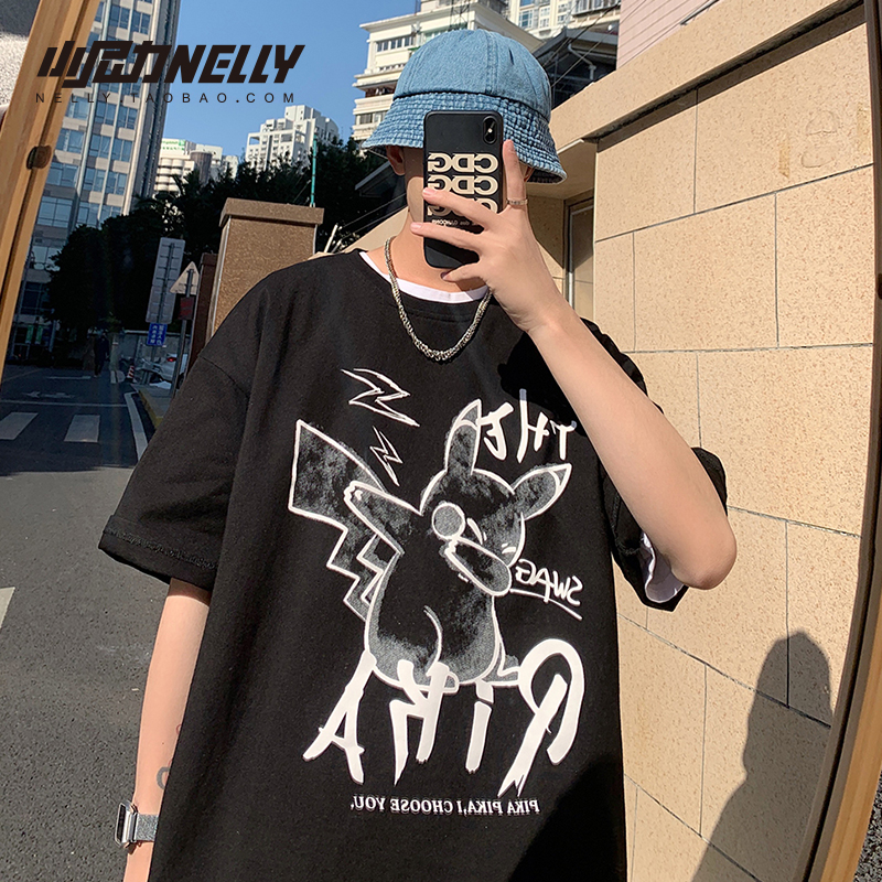 BlackInternet celebrity T-shirt schoolboy Short sleeve easy ins Versatile solar system Cartoon clothes summer new pattern leisure time Half sleeve Compassionate
