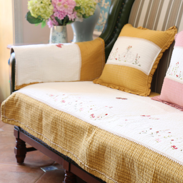 Корейский хлопковый нескользящий диван на четыре сезона, подушка, с вышивкой