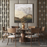 Mới Trung Quốc phong cách bàn ăn gỗ và ghế kết hợp hiện đại cổ điển Zen phòng khách biệt thự bàn tròn đồ nội thất tùy chỉnh 284820 - Bộ đồ nội thất