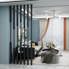 напольная ширма 简约现代铁艺屏风隔断客厅创意轻奢入户玄关免打孔格栅装饰立柱墙 OTHER