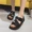 Đẹp trai phiên bản Hàn Quốc của mùa hè giày nữ mới đế dày đế bằng bằng vải nhung Velcro dép chống trượt màu đen xanh bãi biển giày sandal nữ tốt
