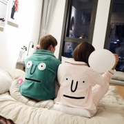 Bộ đồ ngủ mùa thu đông 2018 phiên bản mới của Hàn Quốc lông cừu san hô dễ thương hoạt hình nam và nữ dày