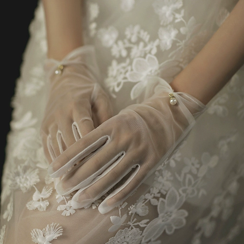 Ретро белые перчатки для невесты, короткий реквизит для фотографии, аксессуар, свадебный аксессуар