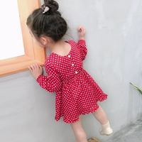 Платье, детская юбка, детский весенний наряд маленькой принцессы, длинный рукав, в корейском стиле, осеннее, в западном стиле, 2020