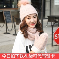 Удерживающий тепло комплект для школьников, милый шарф, шапка, перчатки, 3 предмета, в корейском стиле, подарок на день рождения