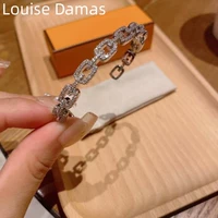 Louise Damas Цирконий, квадратная цепь, дизайнерский женский браслет в стиле хип-хоп, 2023, микроинкрустация, тренд сезона