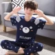 Boy con bộ đồ ngủ bé trai mùa hè ngắn tay quần cotton phần mỏng lớn Tong Chunqiu bông tracksuit phù hợp đồ bơi bé trai