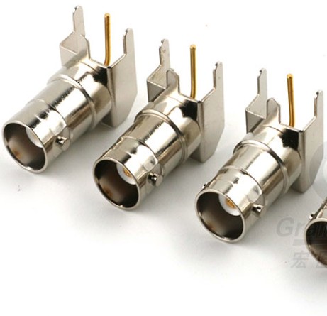 Khớp đơn BNC có vị trí chốt toàn bộ ghế cái bằng đồng Trở kháng 50 ohm Ghế BNC Ổ cắm BNC cong 90 độ