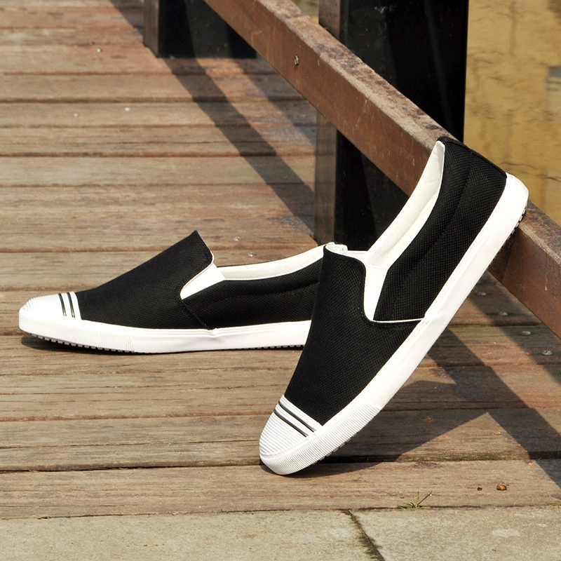 Mùa hè xu hướng giày vải mới Giày đế bằng Hàn Quốc Giày nam giản dị đế thấp giúp thoáng khí một đôi giày lười - Plimsolls