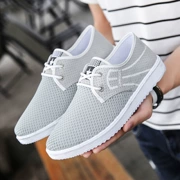 2017 mới tuổi Bắc Kinh giày vải của nam giới thường giày lưới thoáng khí giày phẳng low cut ren thời trang giày thể thao