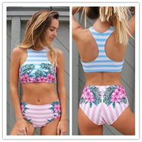 2019 mới đồ bơi eo cao mẫu vest định vị in đẹp bikini áo tắm gợi cảm ba điểm - Bikinis Bikini Quyến Rũ Gợi Cảm 